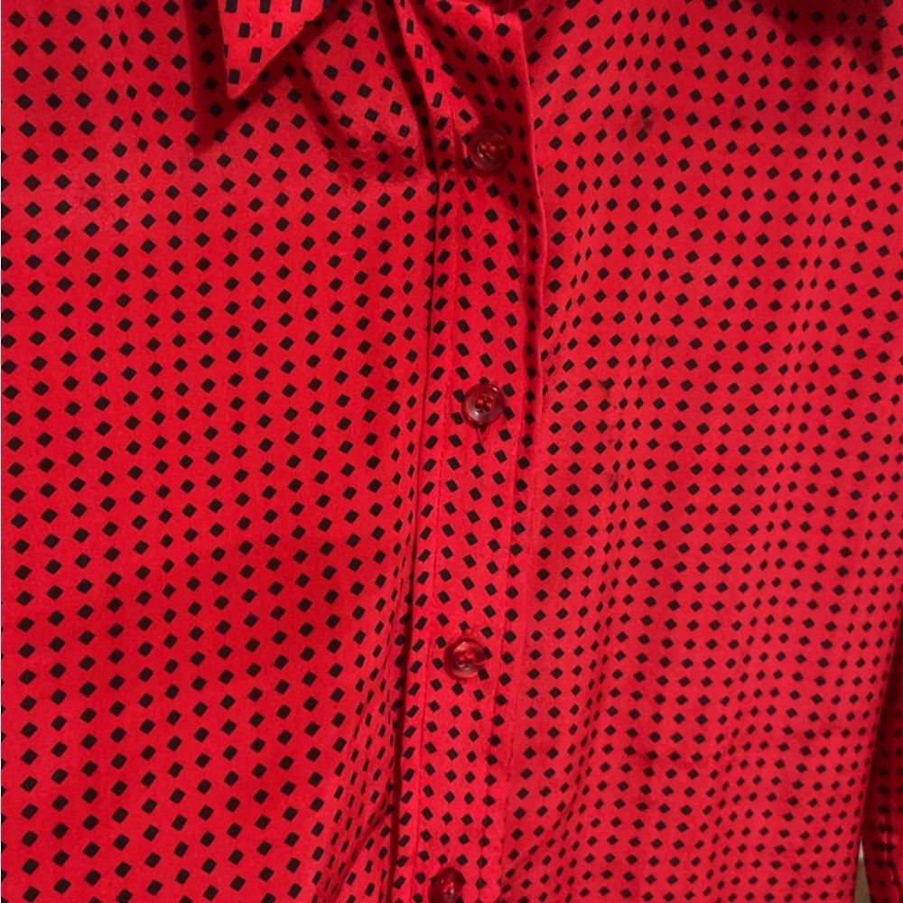 Red Button-Up Blouse - Picture 4 of 7